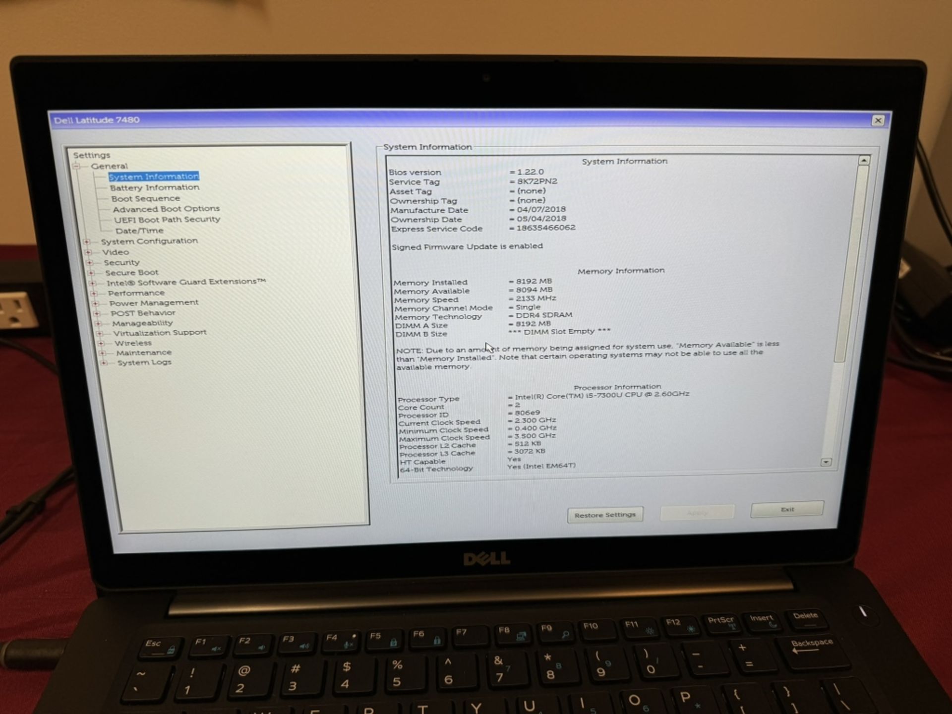 Dell Latitude 7480 Core i5-7th 256GB SSD,8GB RAM - Image 13 of 16