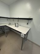 CUSTOM MADE WORK TABLES WITH SHELF AND LED LIGHTING