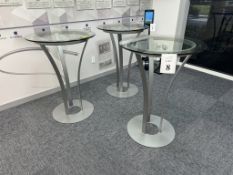 GLASS HIGH TOP TABLES WITH METAL STAND