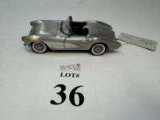 FRANKLIN MINT 1957 CORVETTE IN FINE PEWTER