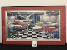 VINTAGE FRAMED POSTER MOTORAMA 1953