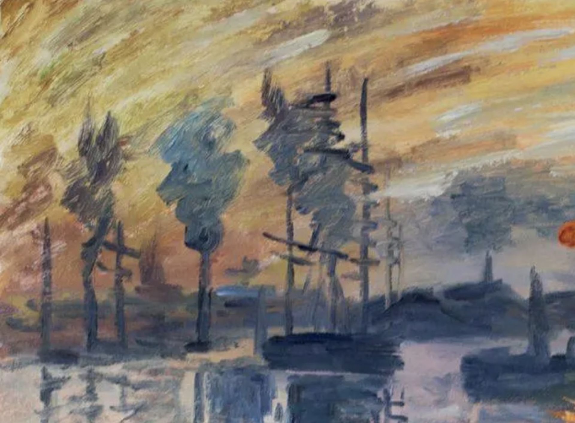 Claude Monet "Sunrise" Oil Painting - Image 4 of 4