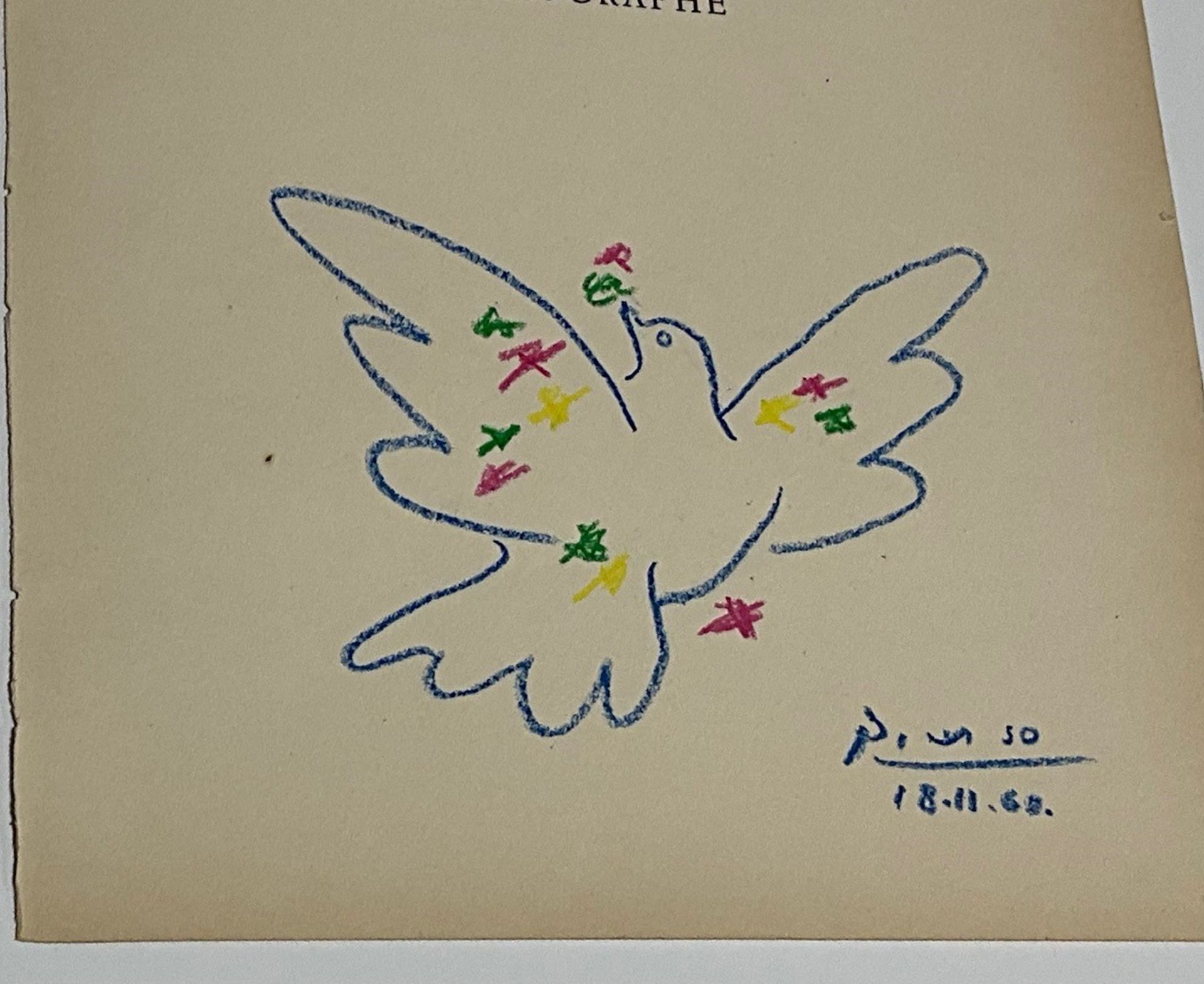 Pablo Picasso original Crayon Drawing Dove - Image 2 of 4