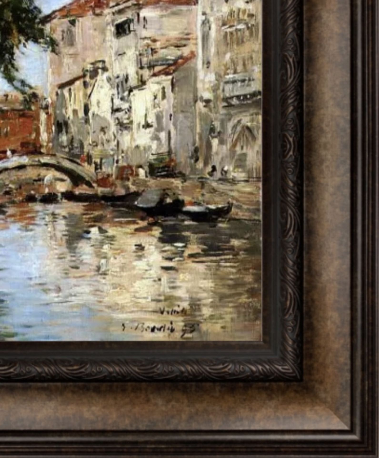 Eugene Boudin "Small Canal in Venice" Painting - Image 3 of 5
