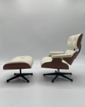 White Eames Lounge Chair with Ottoman, 1/12 Scale, Desk Display