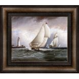 James E Buttersworth "Yacht Race Near Lighthouse" Painting