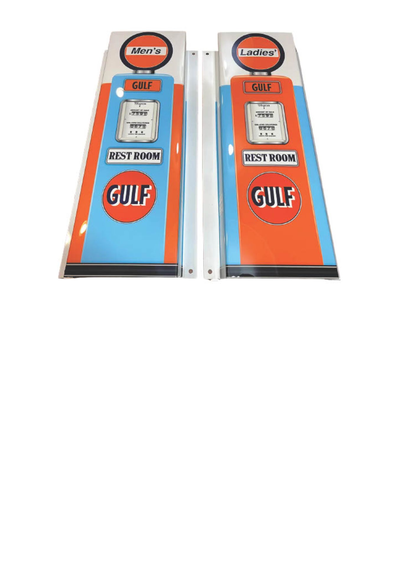 Pair of Gulf Oil Gas Pumps Aluminum Garage Display - Image 4 of 4