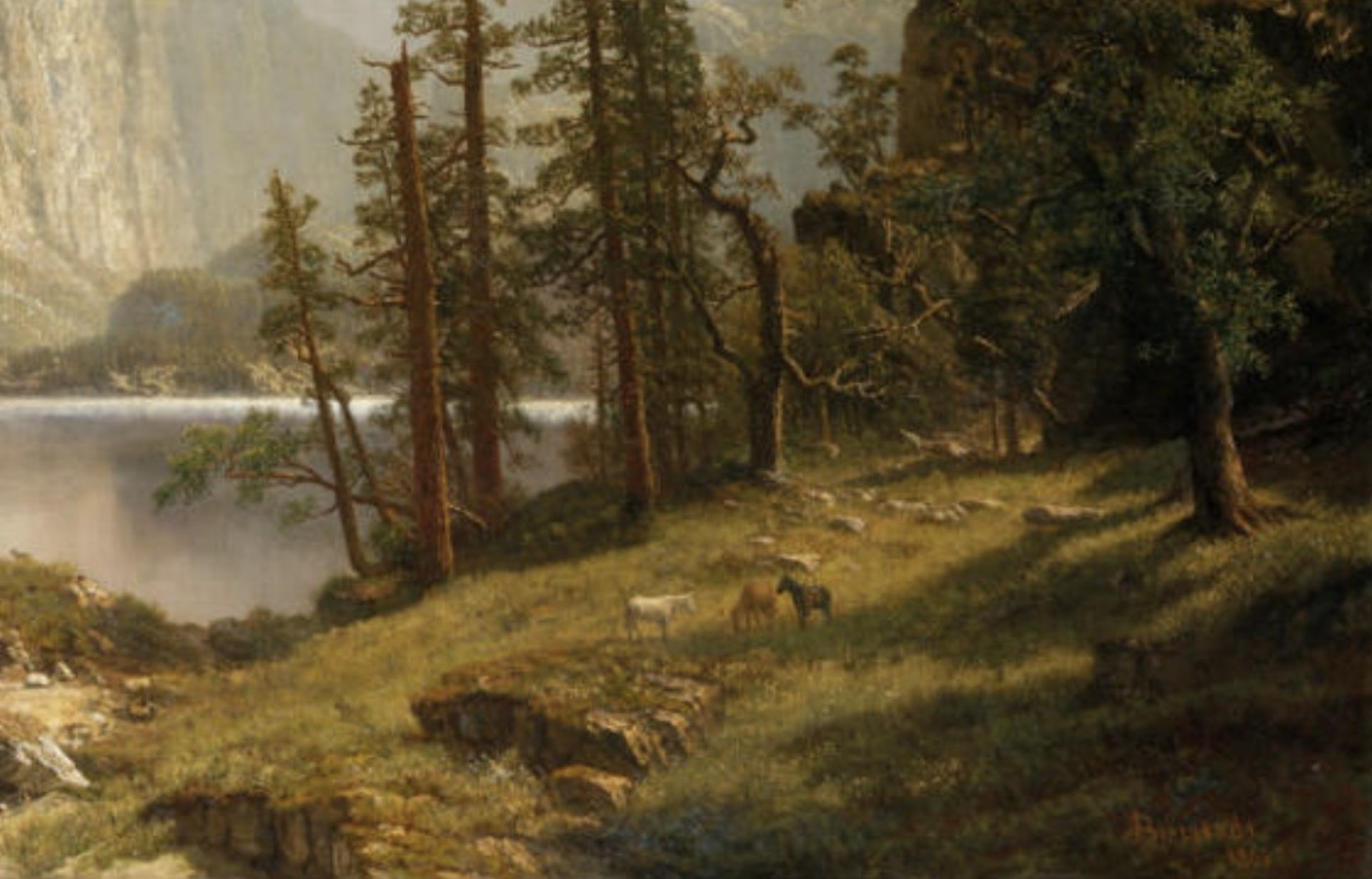Albert Bierstadt "Merced River, Yosemite Valley, 1866" Offset Lithograph - Bild 2 aus 5