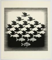 M.C. Escher "Sky and Water I" Etching