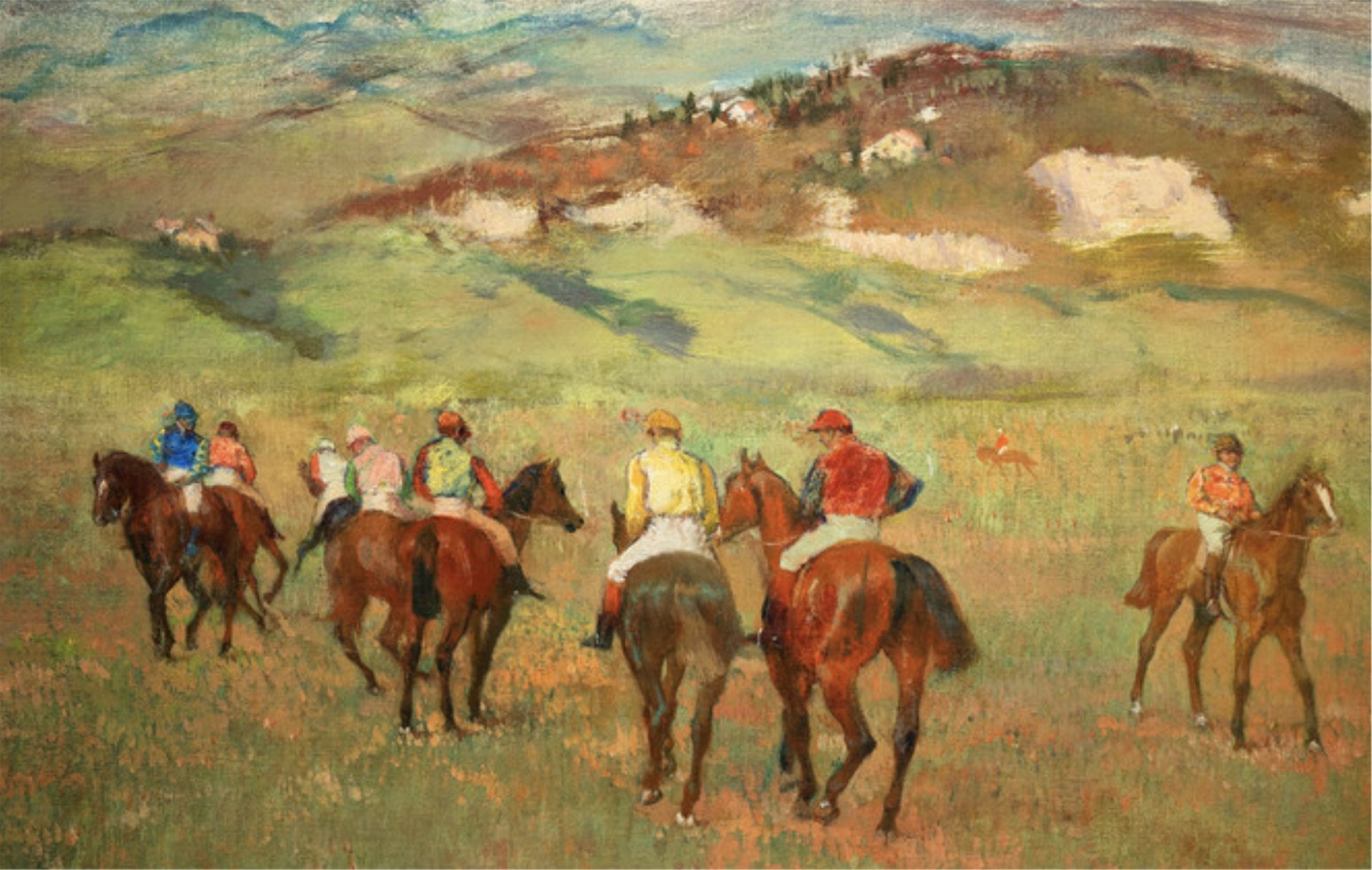 Edgar Degas "Jockeys on Horseback, Distant Hills" Wallpaper