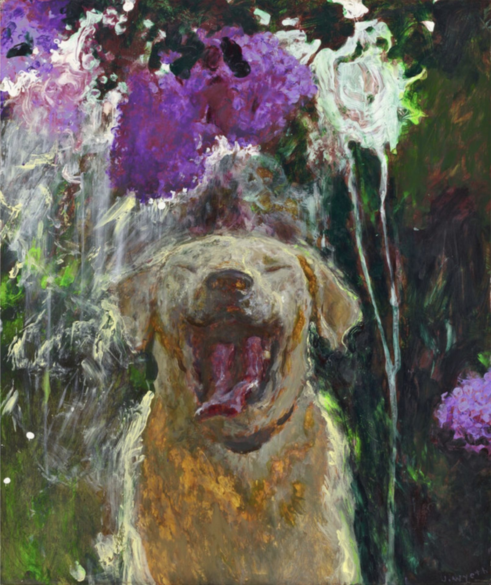Jamie Wyeth "Dog Under Lilacs in a Downpour, 2018" Offset Lithograph