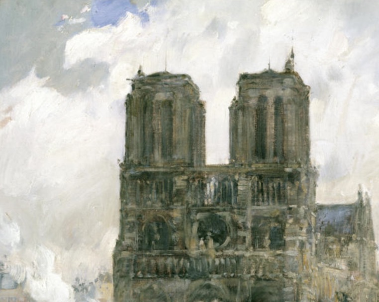 Childe Hassam "Notre Dame Cathedral, Paris, 1888" Offset Lithograph - Image 4 of 5