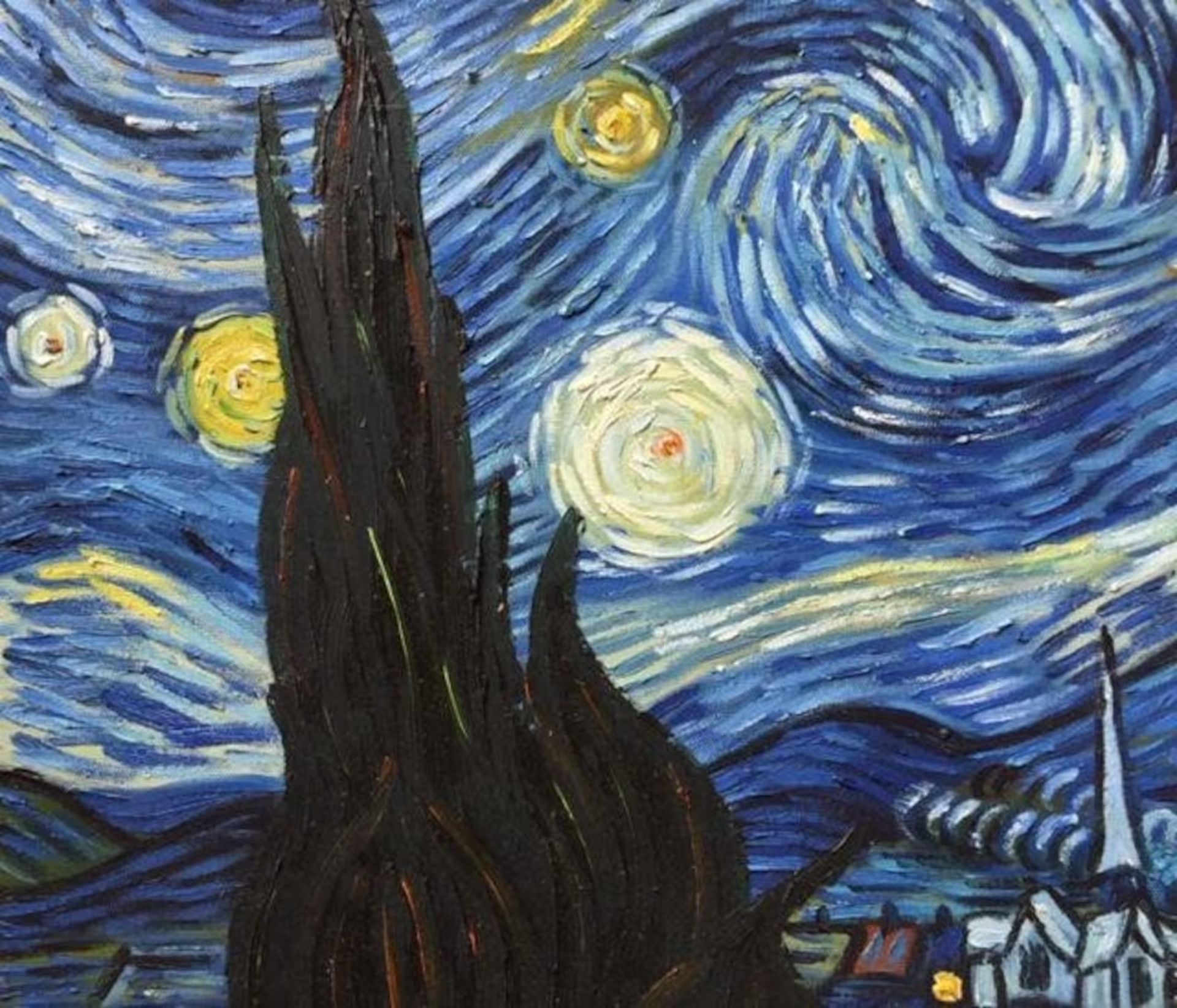 After Vincent Van Gogh "Starry Night" Oil Painting - Image 4 of 4