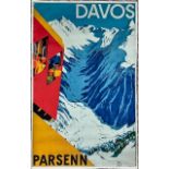 DAVOS PARSENN Swiss Ski Poster