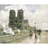 Childe Hassam "Notre Dame Cathedral, Paris, 1888" Offset Lithograph