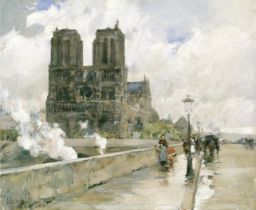 Childe Hassam "Notre Dame Cathedral, Paris, 1888" Offset Lithograph