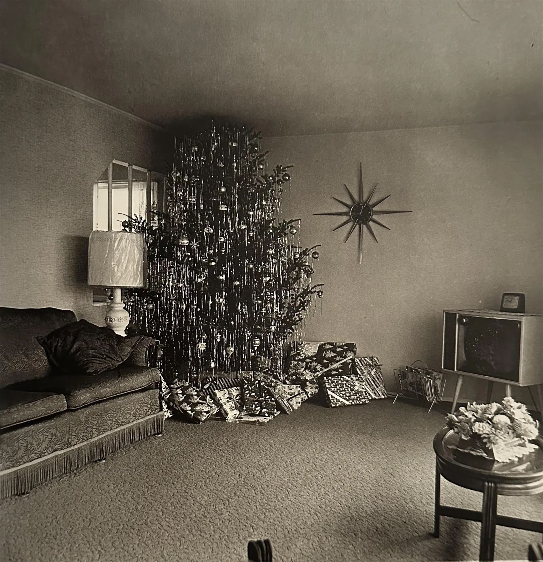 Diane Arbus "Xmas tree in a living room in Levittown, L.I. 1963" Print.
