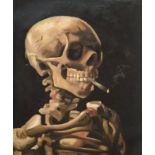 Vincent Van Gogh "Skull of a Skeleton with Burning Cigarette, 1886" Oil Painting