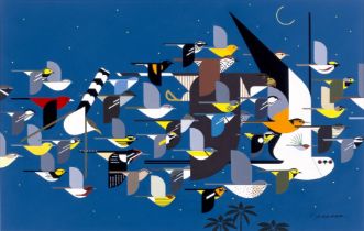 Charley Harper "Mystery of the Missing Migrants" 1990 Lithograph