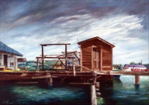 Aaron Bohrod "Wharf in Ludington" Print