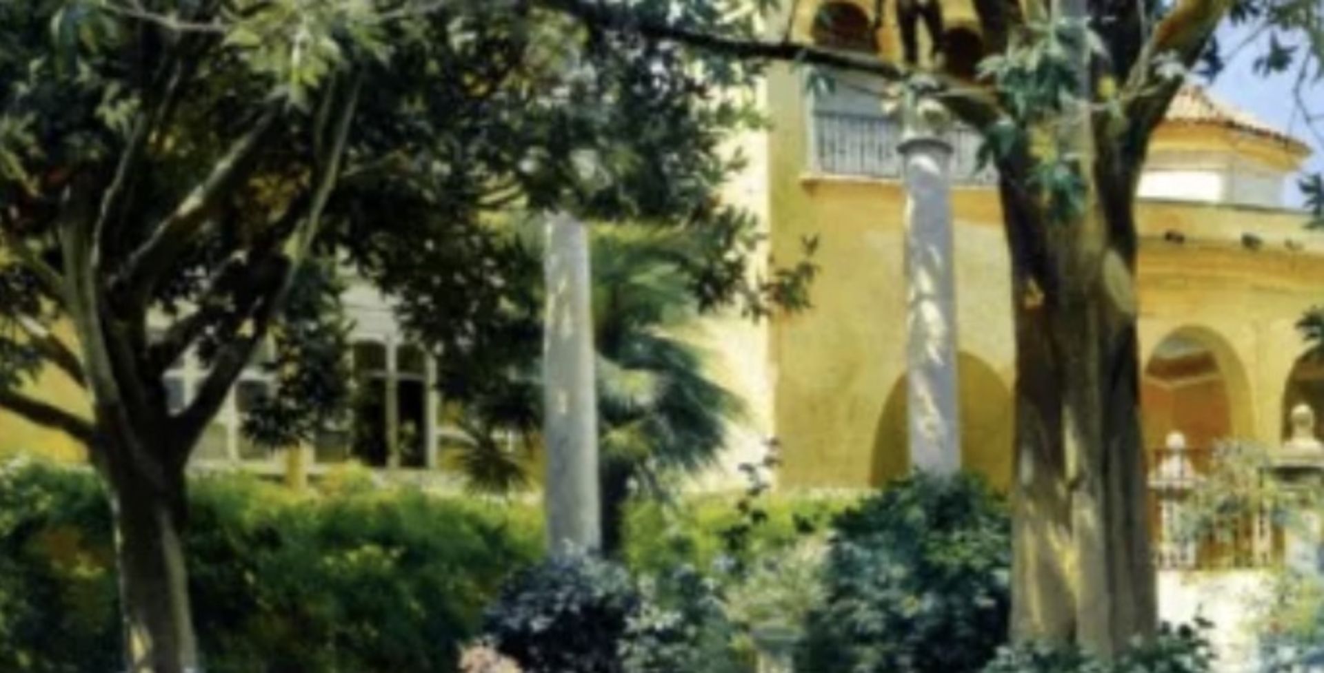 Manuel Garcia y Rodriguez "Gardens of the Alcazar Seville" Oil Painting - Image 3 of 5