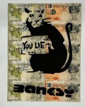 Banksy Di-Faced Uncut Tenner Sheet with Graffiti