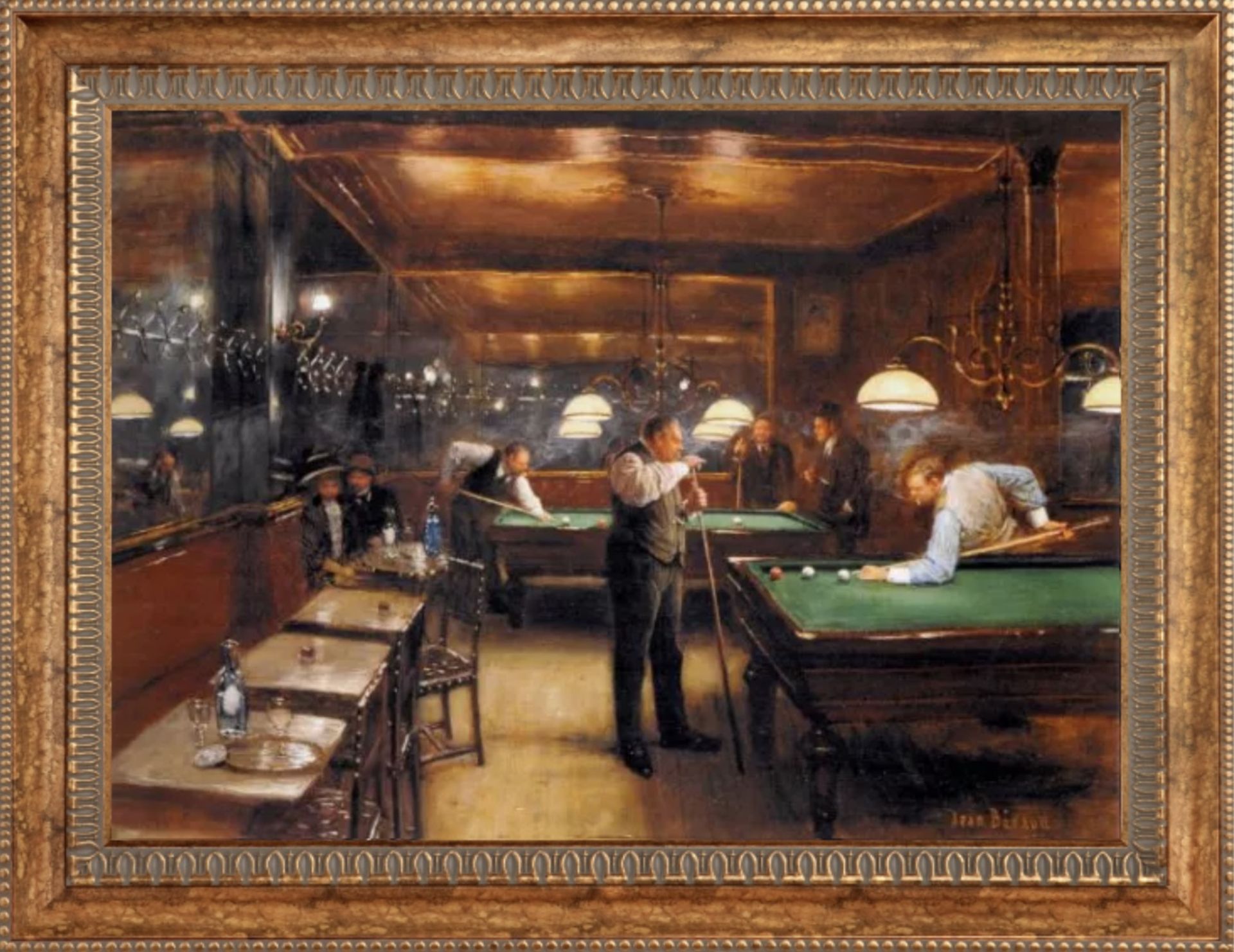 Jean Beraud "A Game of Billards" Painting