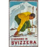 ERIC HERMES L'INVERNO Swiss Ski Poster