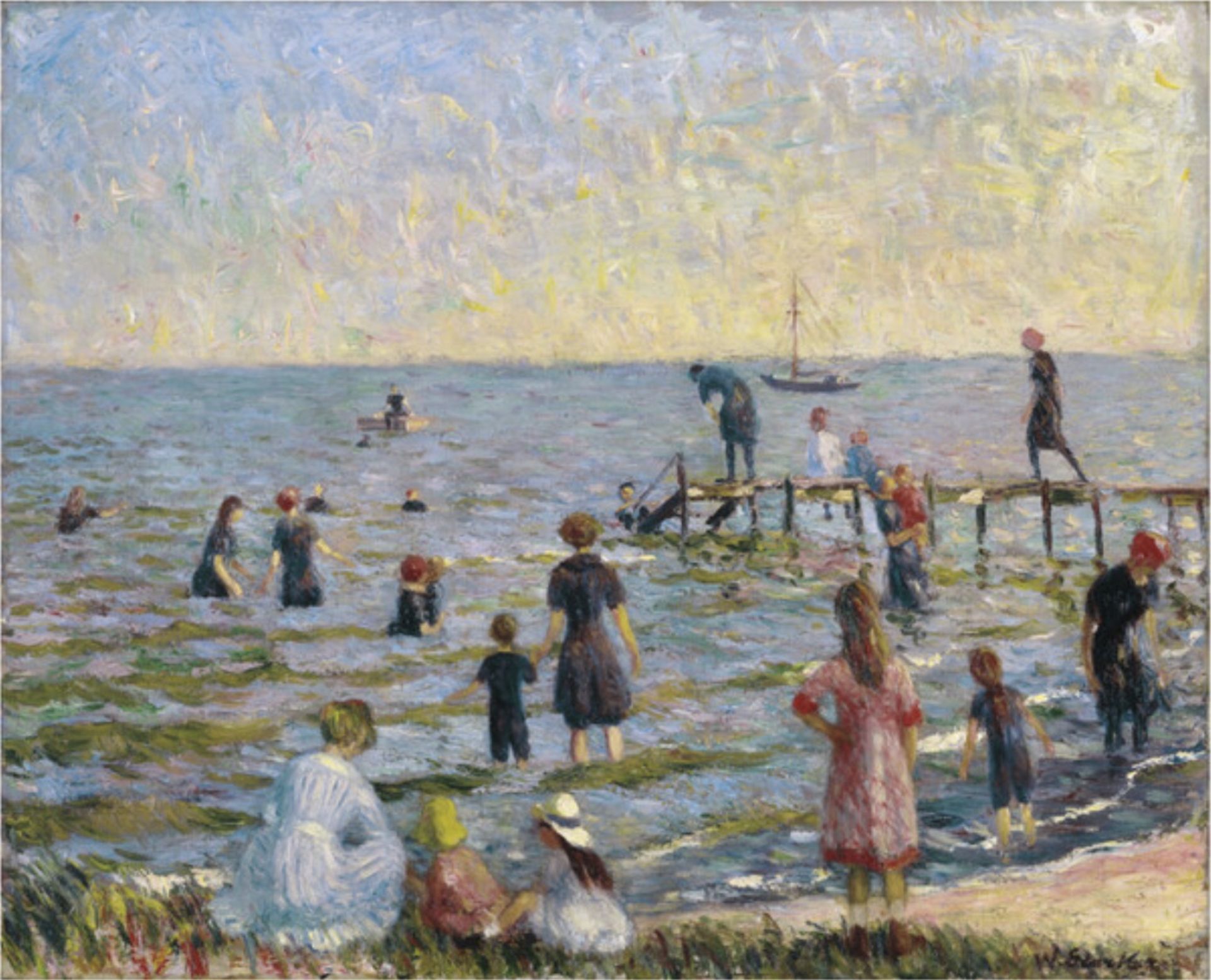 William Glackens "Bathing at Bellport, Long Island, 1912" Offset Lithograph