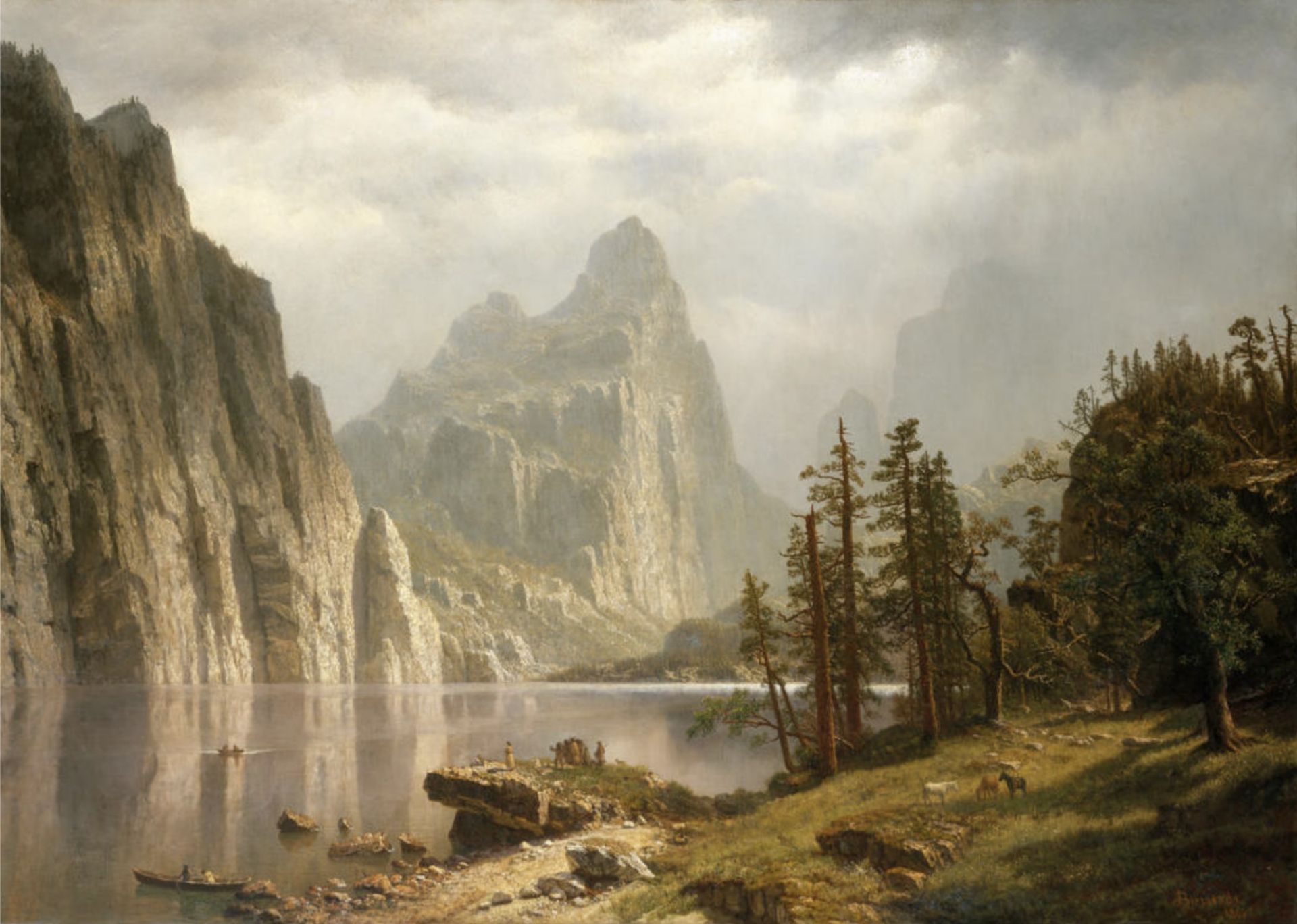 Albert Bierstadt "Merced River, Yosemite Valley, 1866" Offset Lithograph