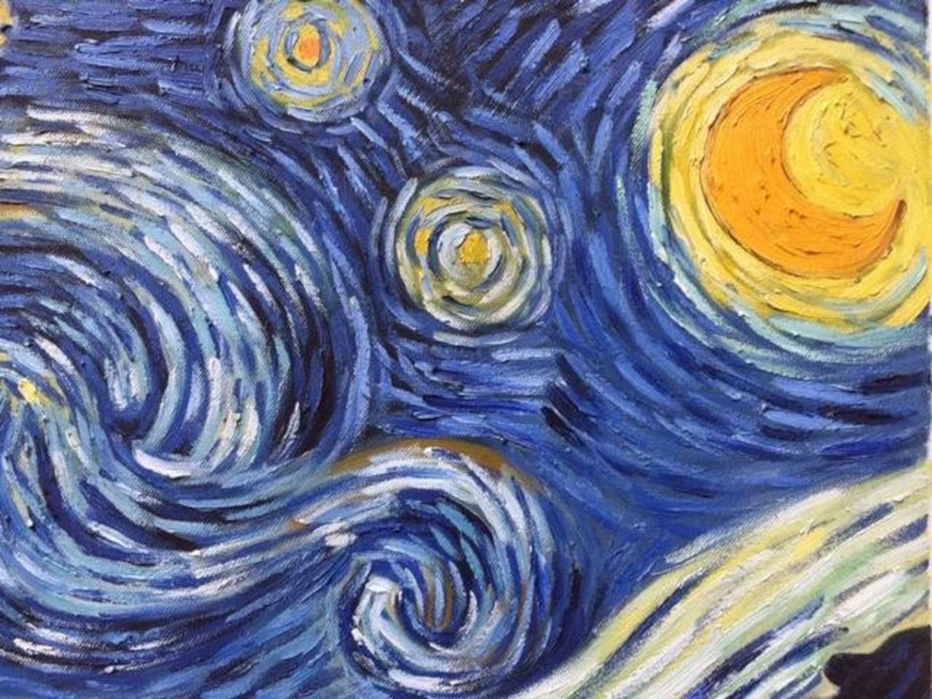 After Vincent Van Gogh "Starry Night" Oil Painting - Image 3 of 4