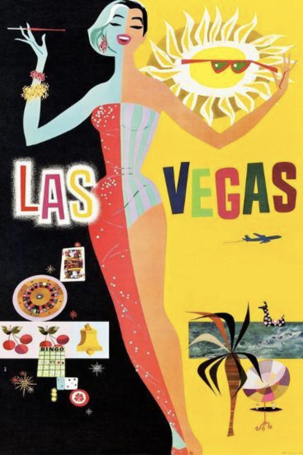 David Klein "Las Vegas, Nevada" TWA Travel Poster