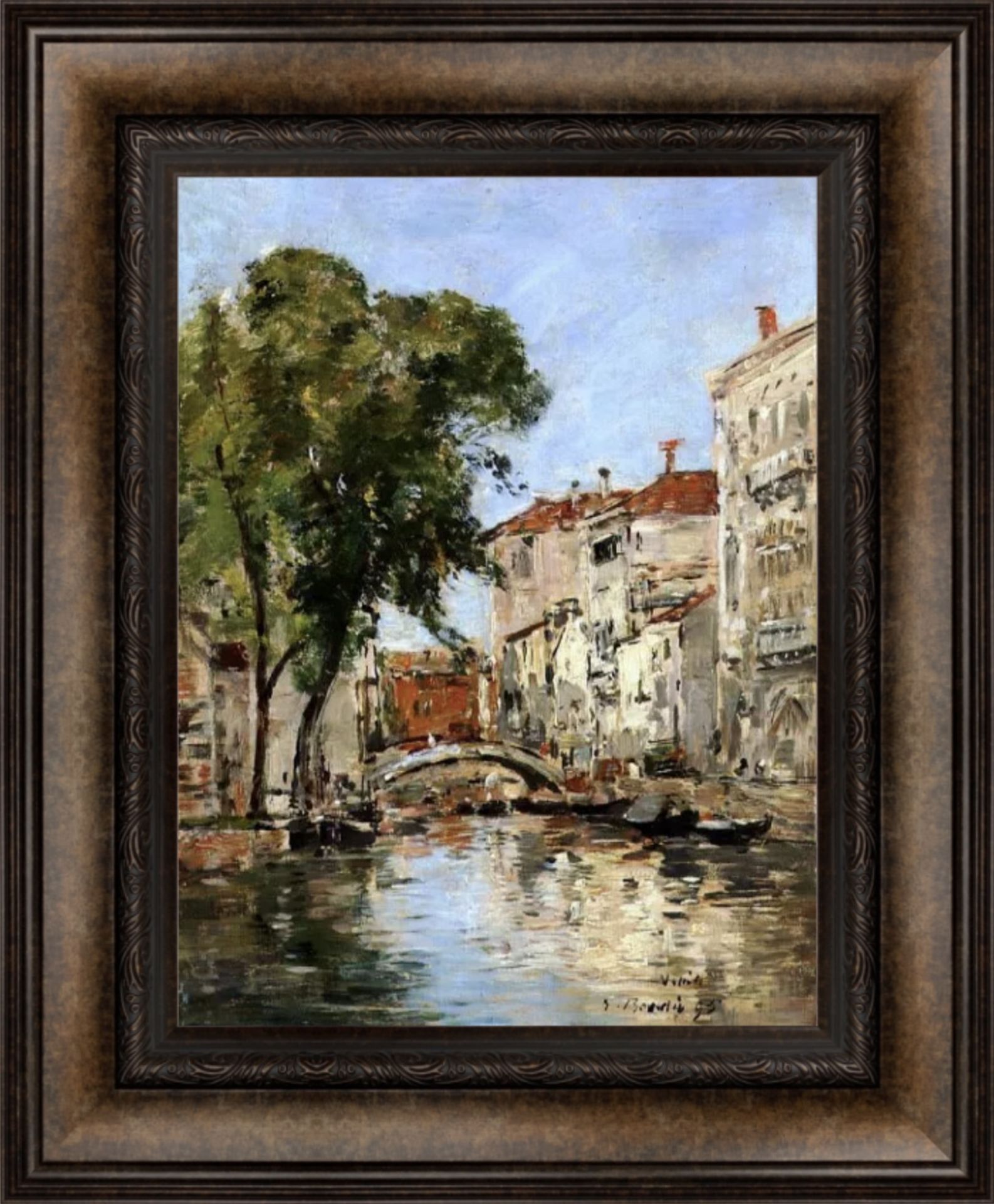 Eugene Boudin "Small Canal in Venice" Painting