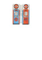 Pair of Gulf Oil Gas Pumps Aluminum Garage Display