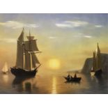 William Bradford "Sunset Calm in the Bay of Fundy" Oil Painting