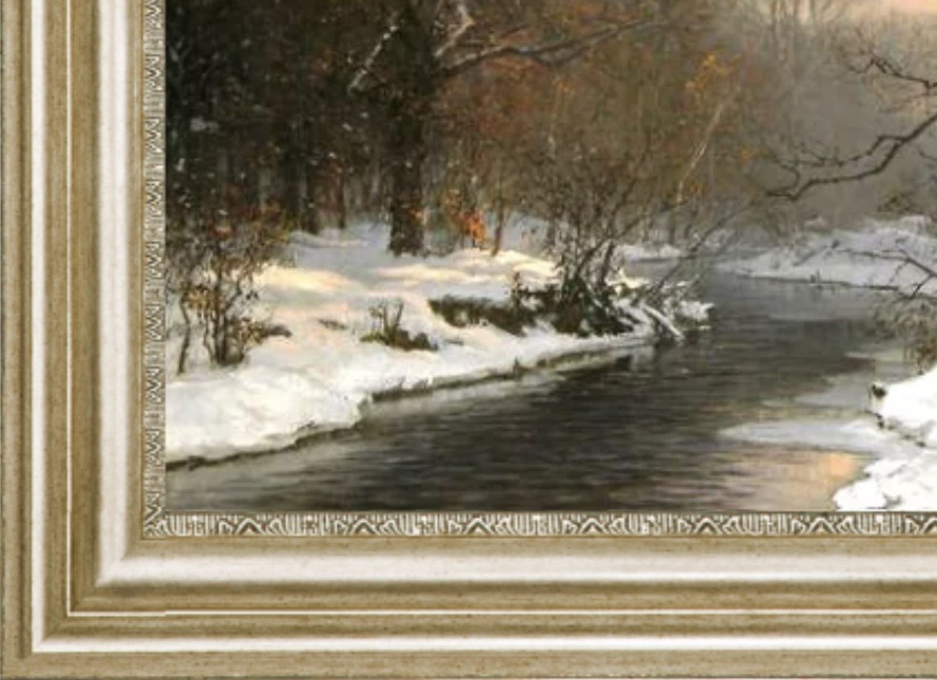 Anders Andersen Lundby "A Winter River Landscape" Oil Painting - Image 5 of 5