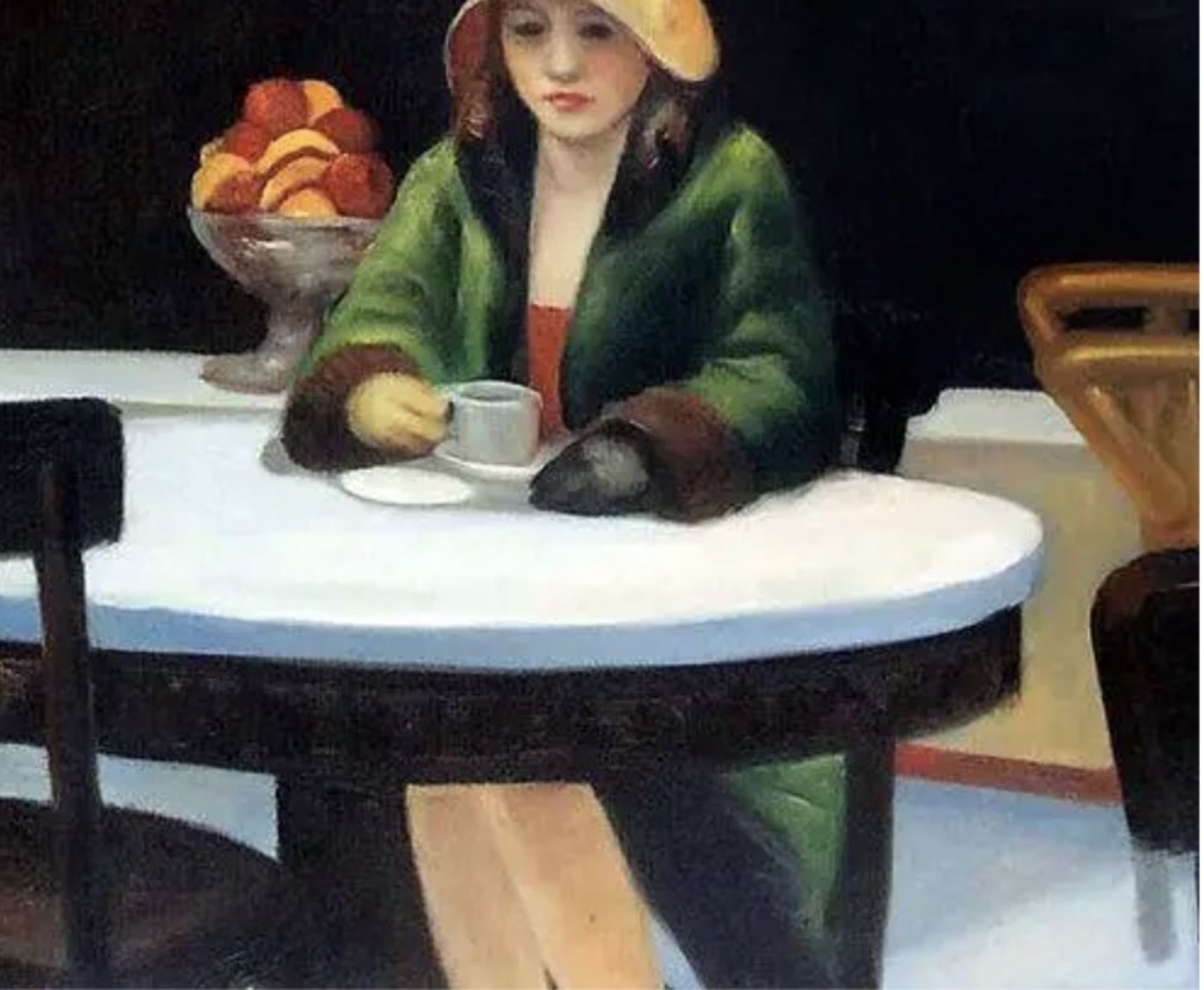 Edward Hopper "Automat" Oil Painting - Image 2 of 5