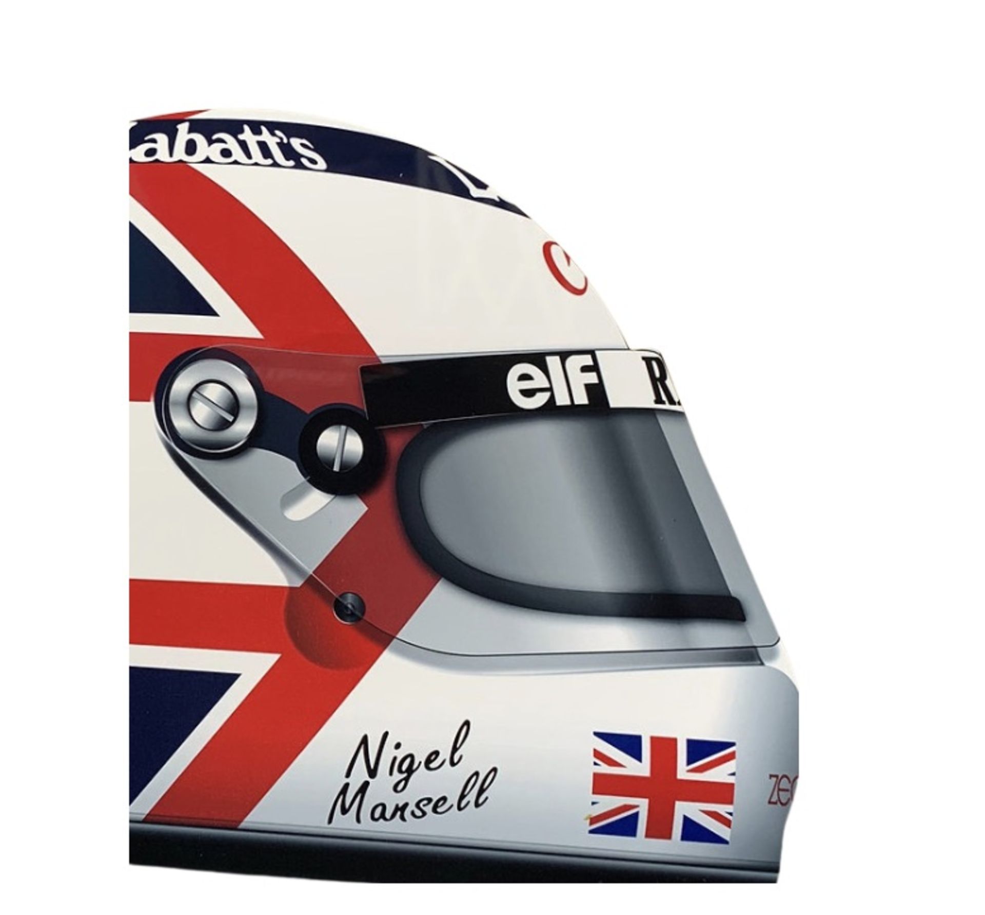 Nigel Mansell F1 Helmet Aluminum Garage Wall Display - Image 2 of 5