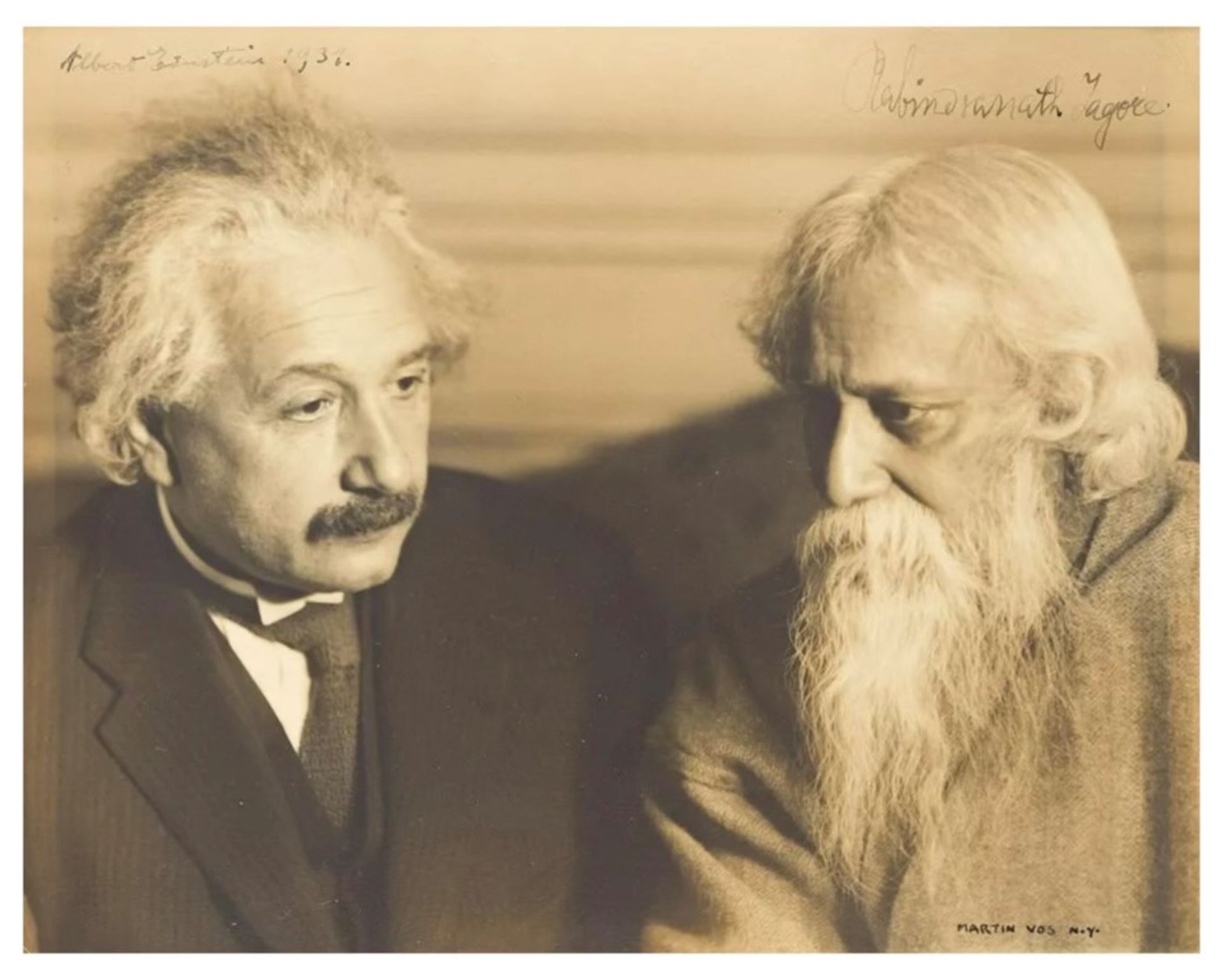EINSTEIN, ALBERT; AND RABINDRANATH TAGORE photograph