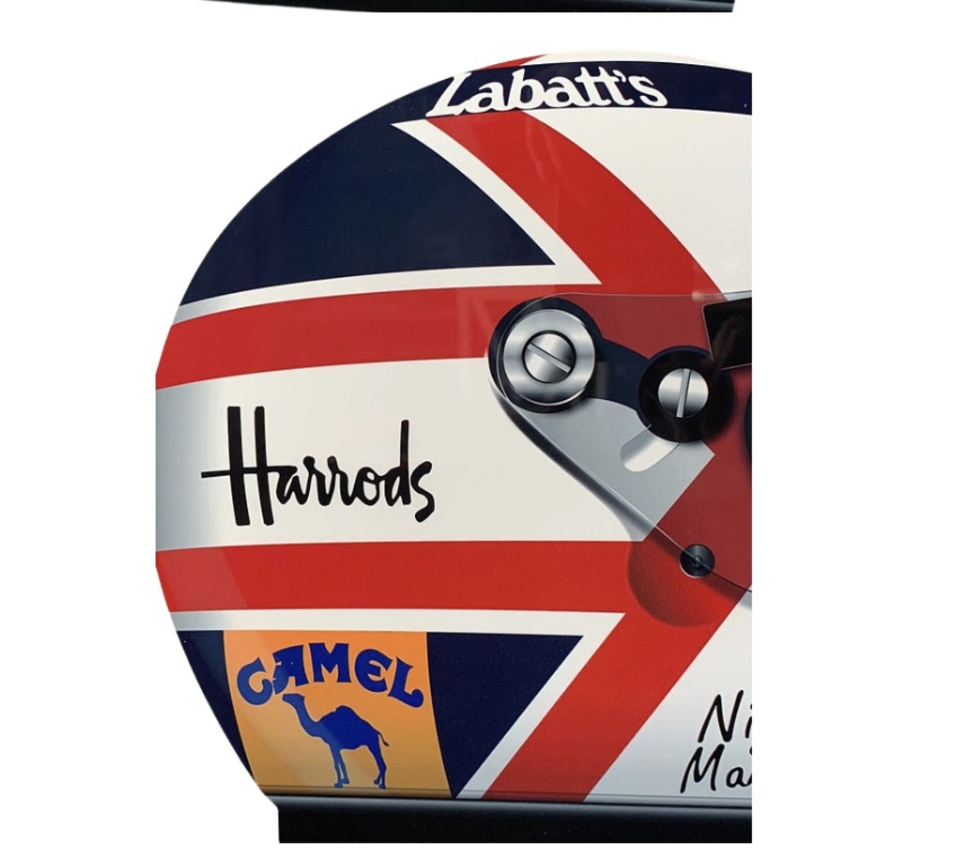 Nigel Mansell F1 Helmet Aluminum Garage Wall Display - Image 3 of 5