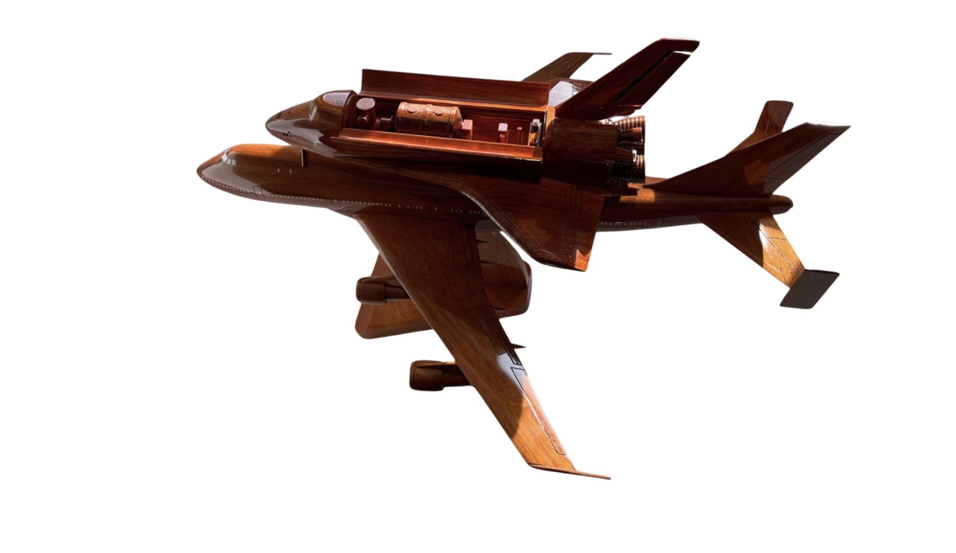 Boeing 747 with Space Shuttle Wooden Scale Model - Image 7 of 8