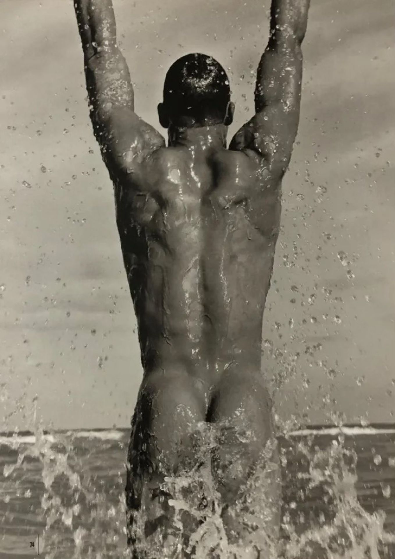 Herb Ritts- Jumping Male Nude in Water, c. 1990s