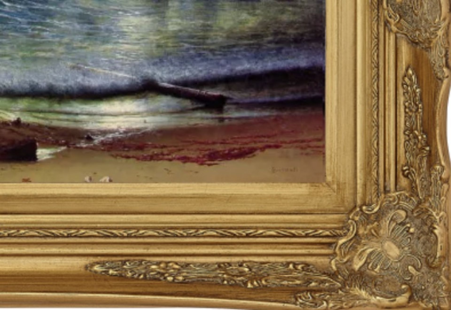 Albert Bierstadt "The Shore of the Turquoise Sea" Oil Painting - Bild 2 aus 5