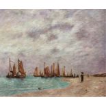 Eugene Boudin "The Beach at Scheveningen, 1890" Oil Painting