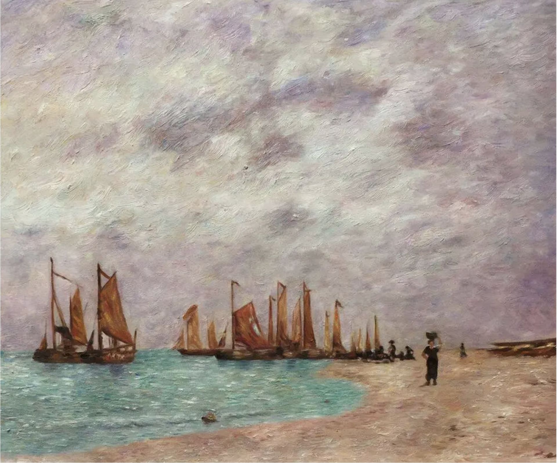 Eugene Boudin "The Beach at Scheveningen, 1890" Oil Painting