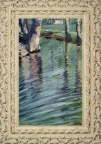 Egon Schiele "Trees Mirrored in a Pond" Oil Painting