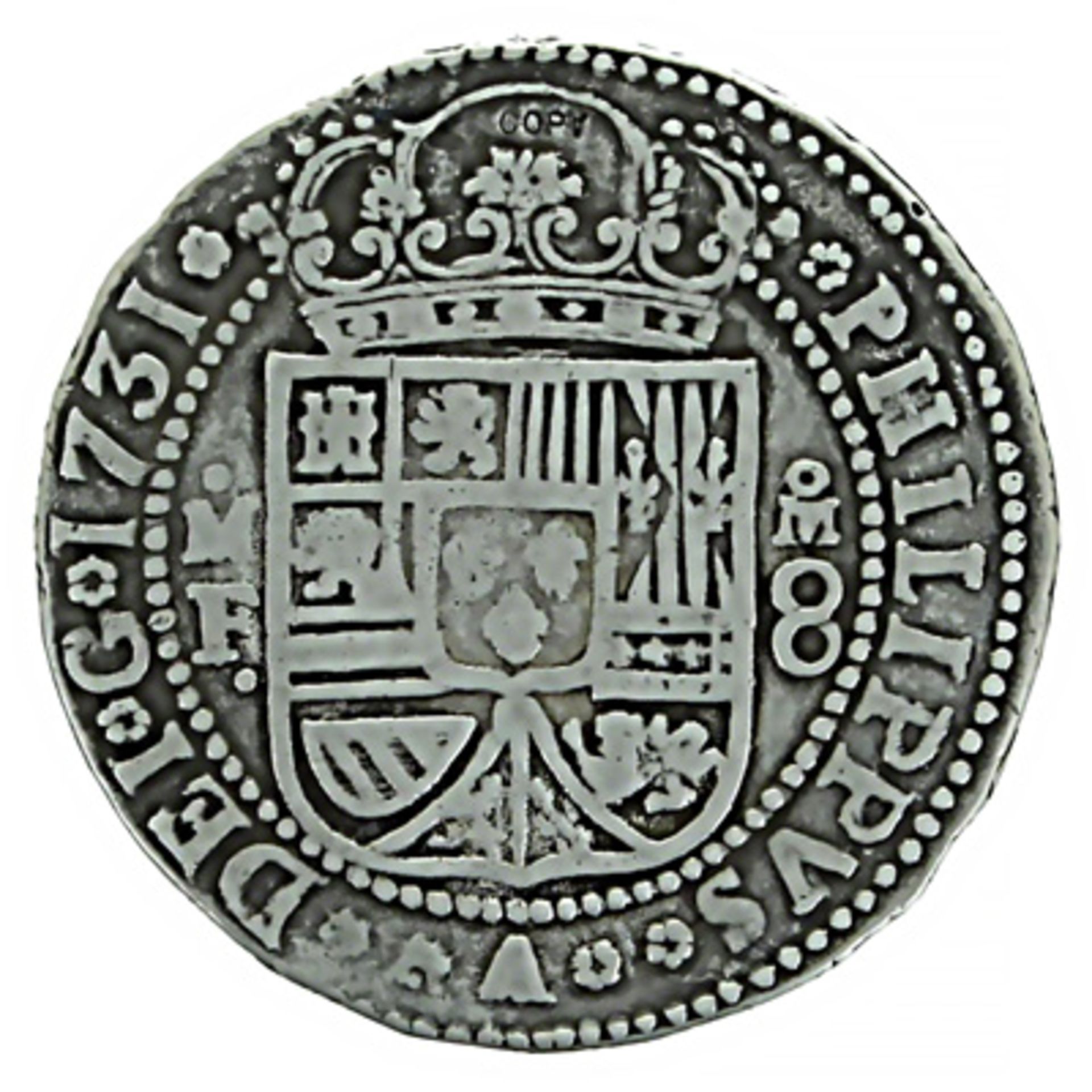 Eight Reales/Spanish Silver Cob, 1731 Coin