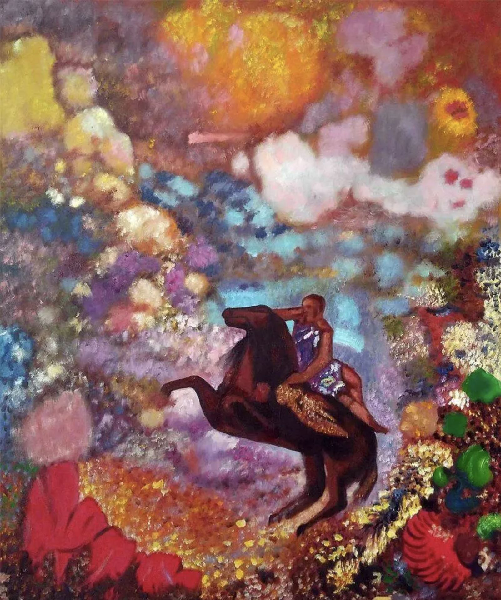 Odilon Redon "Muse on Pegasus, 1900" Oil Painting