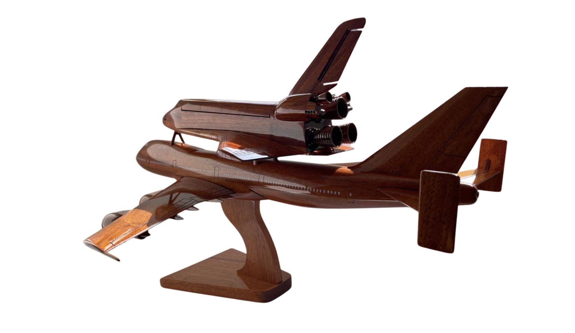 Boeing 747 with Space Shuttle Wooden Scale Model - Image 6 of 8