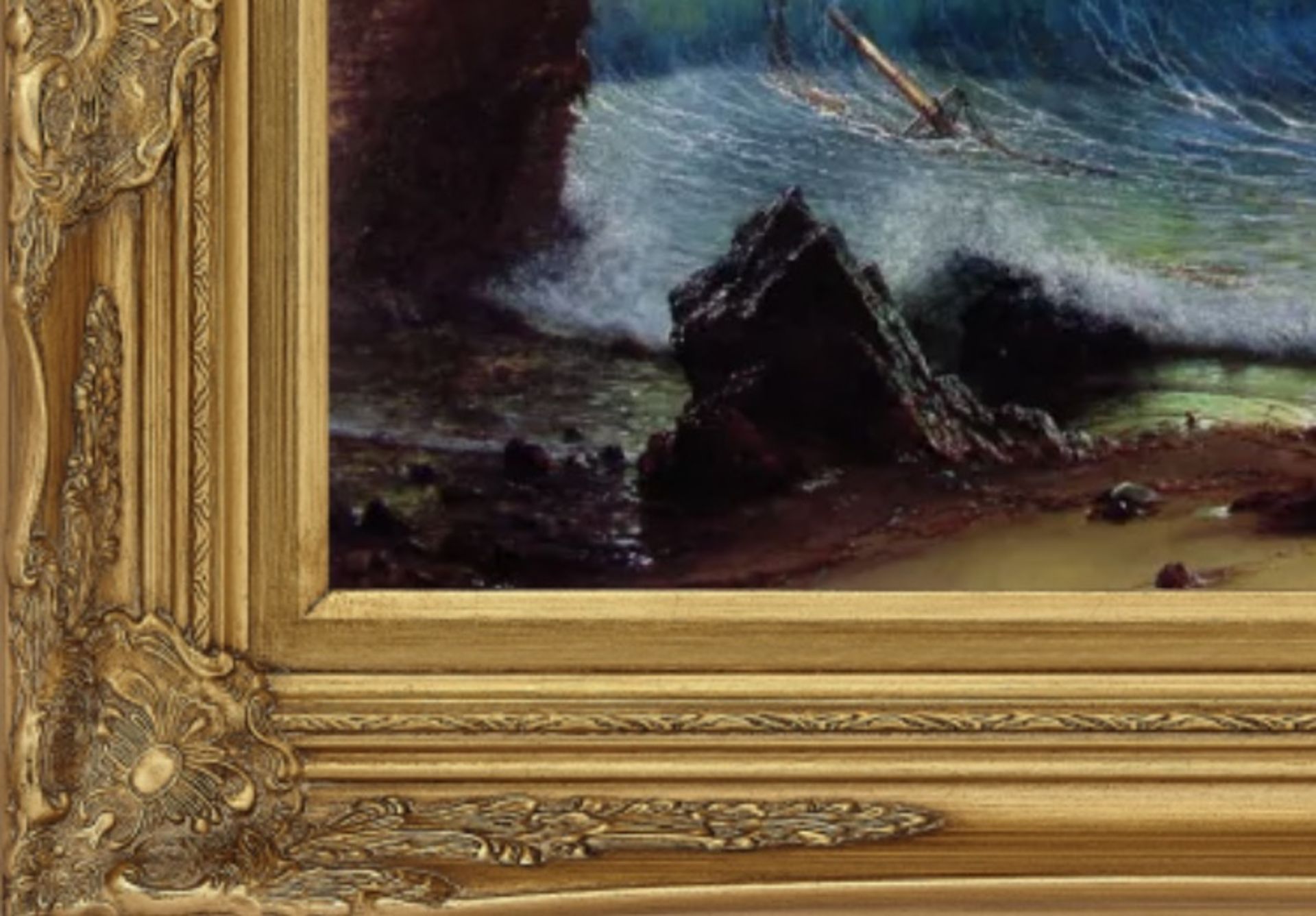 Albert Bierstadt "The Shore of the Turquoise Sea" Oil Painting - Bild 5 aus 5